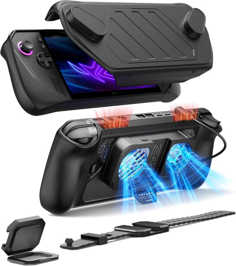jsaux PC0111 ModCase Compatible with ASUS ROG Ally X, Modular ROG Ally X Case with Cooling Fan, Included Protective Case, Face Cover, Cooling Fan, Metal Bracket and Strap - Cooler Set - Image 1